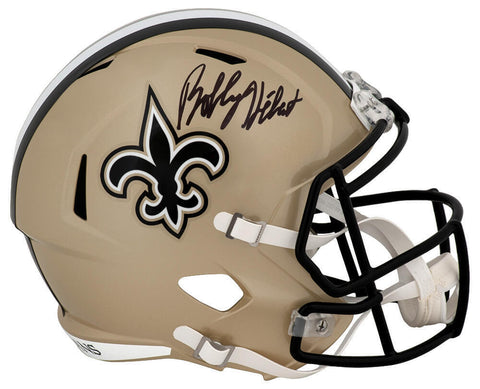 Bobby Hebert Signed Saints Riddell Full Size Speed Replica Helmet (SCHWARTZ COA)