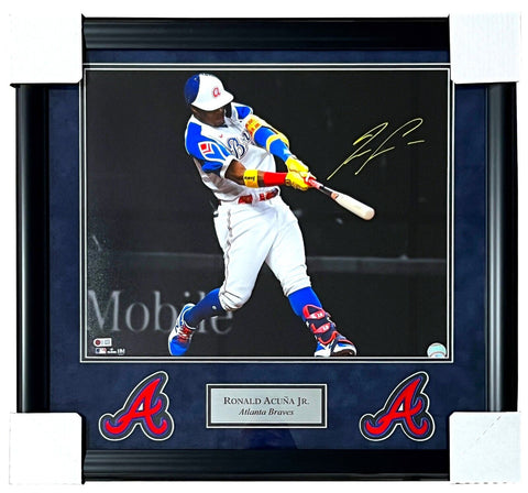 Ronald Acuna Jr. Atlanta Braves Signed Spotlight 16x20 Matted & Framed Photo USA