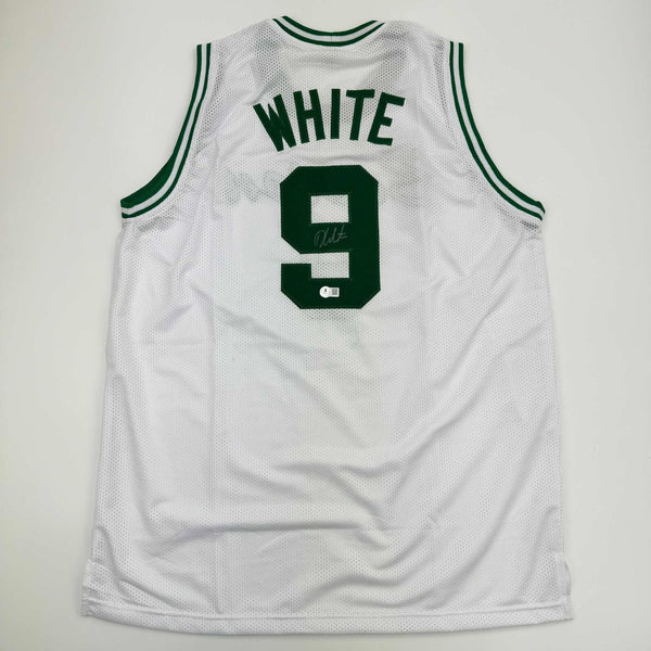 Autographed/Signed Derrick White Boston White Basketball Jersey Beckett BAS COA