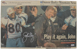John Elway Signed Rocky Mountain News Cover 14"x22" Wood Sign BAS 44299
