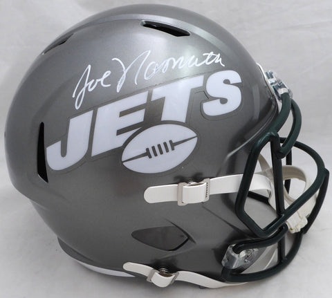 Joe Namath Autographed Jets Full Size Flash Helmet (Smudge) Beckett WI75062