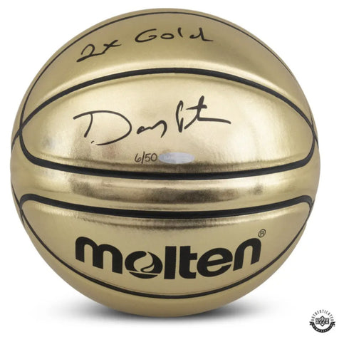 Gary Payton Autographed "2x Gold" Molten Olympic Basketball UDA LE 50