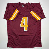 Autographed/Signed Frankie Luvu Washington Burgundy Football Jersey Beckett COA