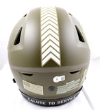 TJ Watt Signed Steelers F/S Salute to Service Speed Flex Helmet- Beckett W Holo