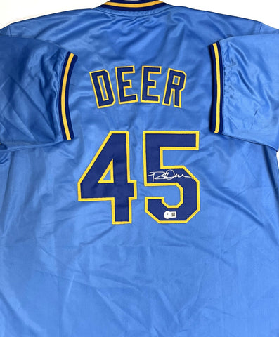 Brewers Outfielder ROB DEER Signed Custom Replica Blue Jersey AUTO - BAS