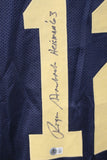Roger Staubach Autographed College Style XL Blue Jersey Heisman Beckett 55361