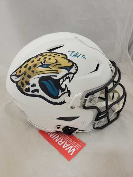 TRAVIS HUNTER SIGNED JACKSONVILLE JAGUARS ALT SPEEDFLEX HELMET BECKETT QR