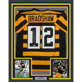 Framed Signed Terry Bradshaw 35x39 Pittsburgh Bumble Bee Jersey Beckett COA