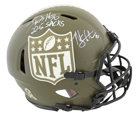 T.J. Watt & Michael Strahan 22.5 Sacks Signed STS F/S Speed Proline Helmet BAS W