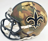 DREW BREES AUTOGRAPHED NEW ORLEANS SAINTS CAMO SPEED MINI HELMET BECKETT 185740