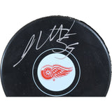 Moritz Seider Autographed/Signed Detroit Red Wings Logo Puck Fanatics 53841