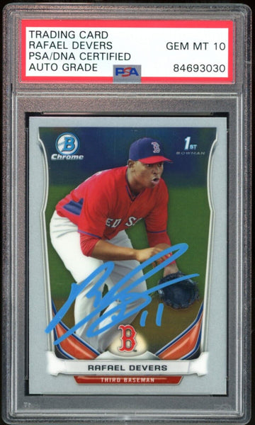 2014 Bowman Chrome #CTP37 Rafael Devers RC Blue Ink PSA/DNA Auto GEM MINT 10