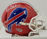 DREW BLEDSOE SIGNED BUFFALO BILLS THROWBACK SPEED MINI HELMET BECKETT