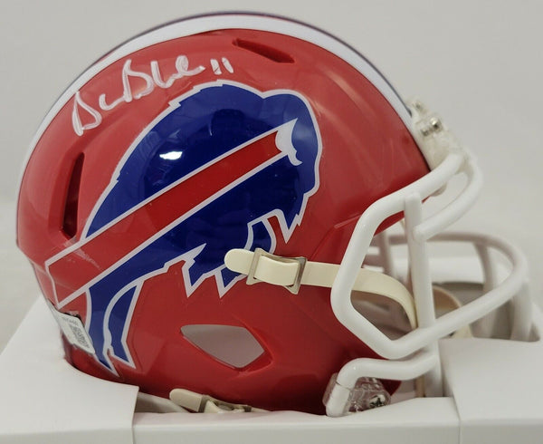 DREW BLEDSOE SIGNED BUFFALO BILLS THROWBACK SPEED MINI HELMET BECKETT