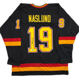Autographed/Signed Markus Naslund Vancouver Black Hockey Jersey Beckett COA