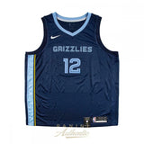 JA MORANT Autographed Memphis Grizzlies Navy Blue Nike Jersey PANINI