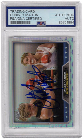 Christy Martin Signed 2024 Topps Chrome Refractor Boxing Trading Card #71 -(PSA)