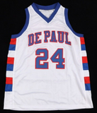 Mark Aguirre Signed DePaul Blue Demons Jersey (PSA COA) 2xNBA Champion Pistons