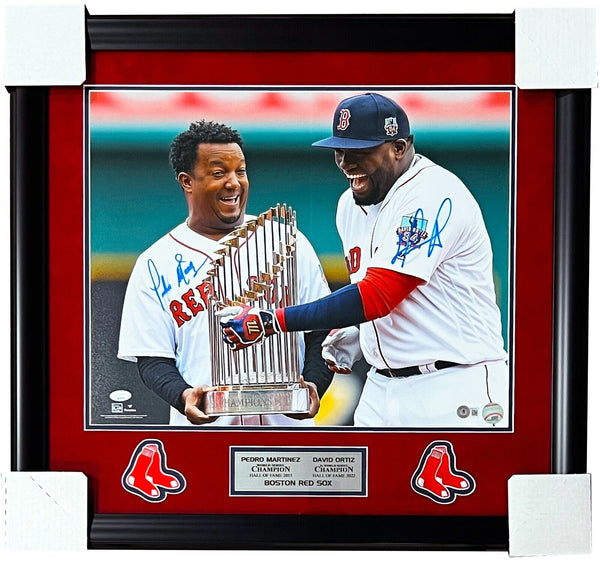 David Ortiz & Pedro Martinez Red Sox Signed 16x20 Matted & Framed Photo JSA/BAS