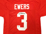 OHIO STATE BUCKEYES QUINN EWERS AUTOGRAPHED RED JERSEY BECKETT WITNESS 222846