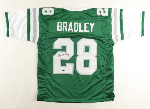 Bill Bradley Signed Philadelphia Eagles Green Jersey (Beckett) Philly Def. Back