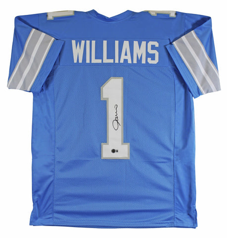Jameson Williams Authentic Signed Blue Pro Style Jersey BAS Witnessed 3