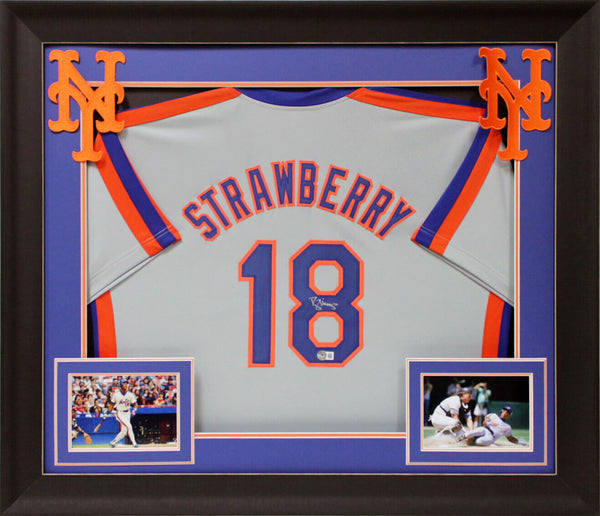 Daryl Strawberry Authentic Signed Green Pro Style Framed Jersey BAS Witnessed