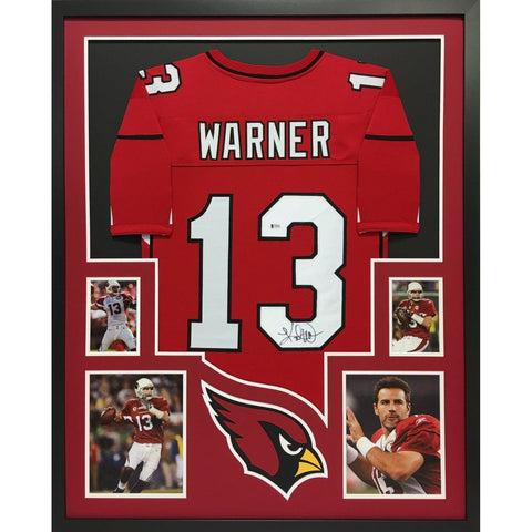 Kurt Warner Autographed Framed BAS Arizona Cardinals Jersey