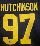 AIDAN HUTCHINSON SIGNED COLLEGE STYLE CUSTOM XL STAT JERSEY BECKETT *DESCRIPTION