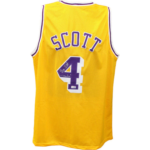 Byron Scott Autographed/Signed Pro Style Yellow Jersey TRI 43440