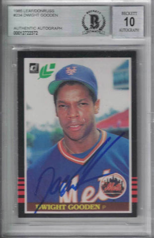 Dwight Gooden Signed 1985 Donruss Leaf #234 Rookie Card BAS 10 Slab 30630