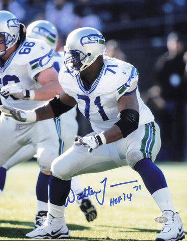 Walter Jones Autographed 11x14 Photo Seattle Seahawks "HOF 14" MCS Holo #64165