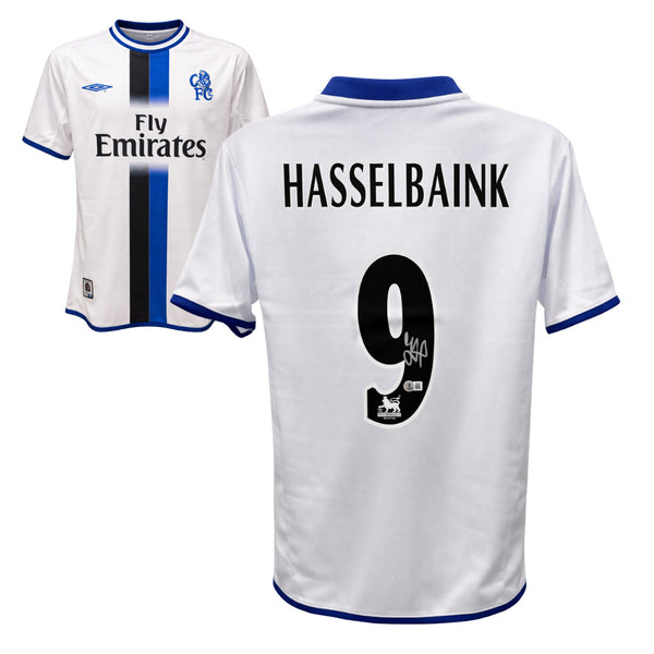 Jimmy Floyd Hasselbaink Signed Chelsea FC Away Soccer Jersey #9 with Beckett COA