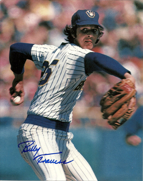 Milwaukee Brewers Pitcher BILLY TRAVERS Signed 8x10 Action Photo #1 AUTO