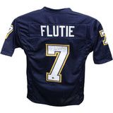 Doug Flutie Autographed/Signed Pro Style Jersey Blue Beckett 42555
