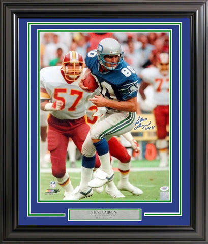 STEVE LARGENT AUTOGRAPHED FRAMED 16X20 PHOTO SEAHAWKS "HOF 95" PSA/DNA 209368