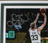 Larry Bird Signed Framed 8x10 Boston Celtics Jump Shot Photo JSA