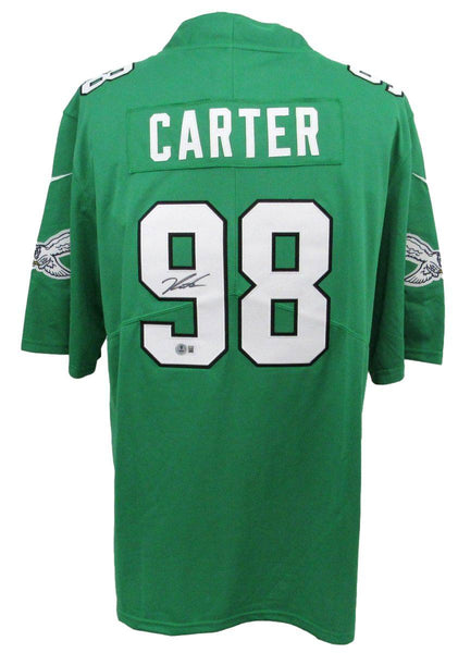 Jalen Carter Signed Kelly-Green Nike On Field Football Jersey Eagles BAS 194513