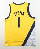 Obi Toppin Signed Indianapolis Pacers Yellow Jersey (Beckett) 2020 1st Rnd Pk #8