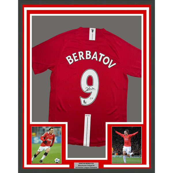 Framed Autographed/Signed DImitar Berbatov 35x39 Manchester Jersey BAS COA