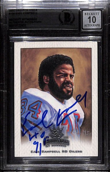Earl Campbell Signed 2002 Gridiron Kings Trading Card Grade 10 Beckett 43865