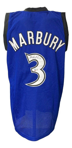 Stephon Marbury Signed Minnesota Timberwolve Jersey (Beckett) 1996 #4 Overall Pk