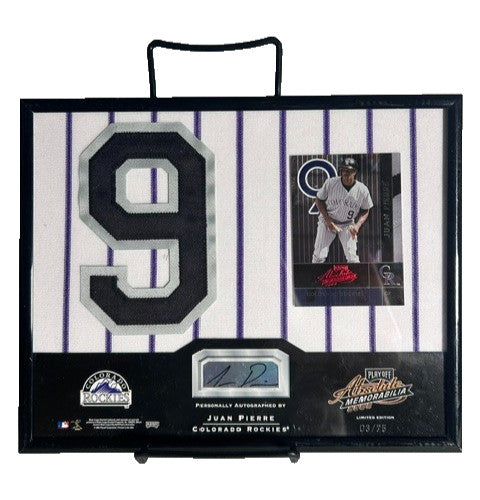 Juan Pierre Colorado Rockies Autographed Framed Jersey Patch & Card COA LE 03/75