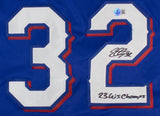Evan Carter " 23 W.S. Champs" Signed Texas Rangers Jersey (Beckett) Center Field