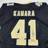 Autographed/Signed Alvin Kamara New Orleans Black Football Jersey Beckett BASCOA