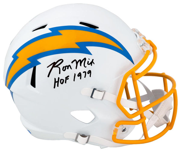 Ron Mix Signed Chargers White Riddell Full Size Replica Helmet w/HOF - (SS COA)