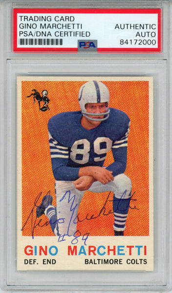 Gino Marchetti Autographed 1959 Topps #109 Trading Card PSA Slab 43625