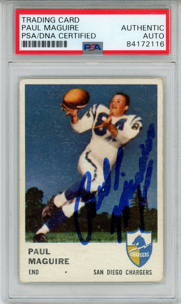 Paul Maguire Autographed 1961 Fleer #160 Trading Card PSA Slab 43631