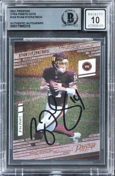 Commanders Ryan Fitzpatrick Signed 2021 Prestige XPD #153 Card Auto 10! BAS Slab