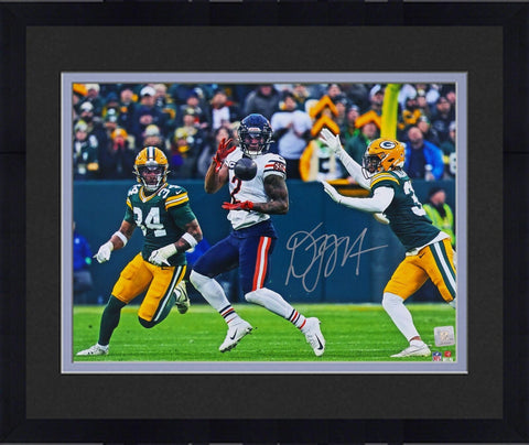 Framed D.J. Moore Chicago Bears Signed 16 x 20 Catching Pass vs Packers Photo